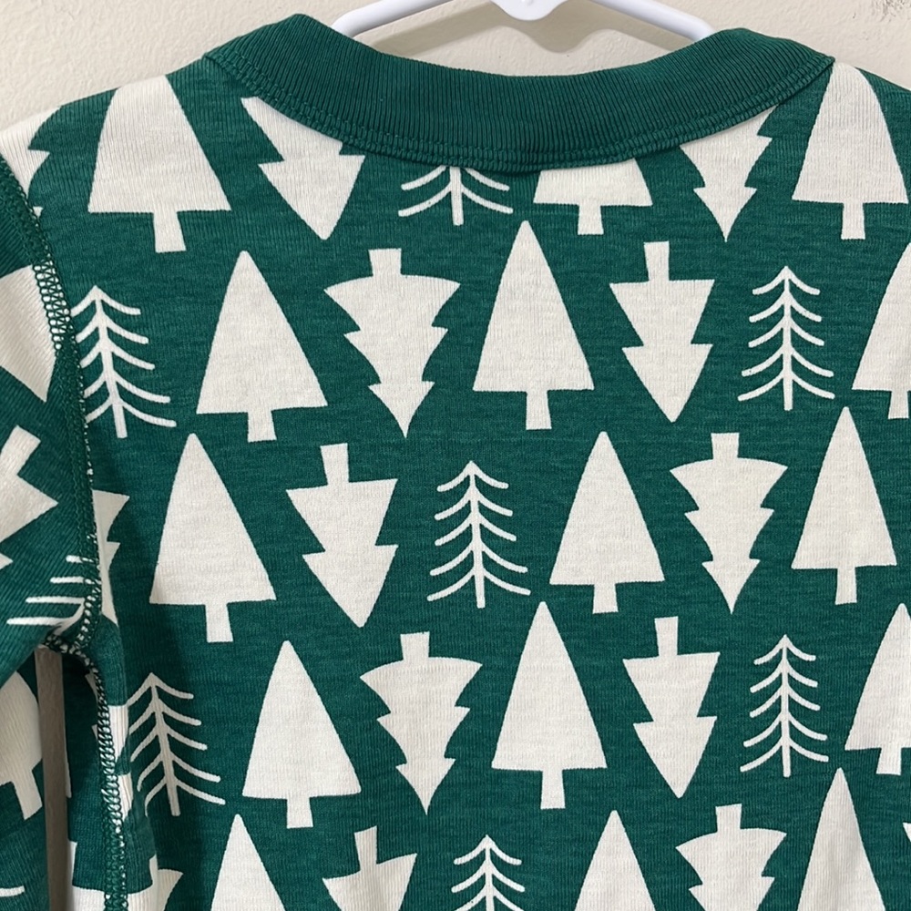 Hanna Andersson Green Christmas Tree Holiday Print Long John Pajama Top Size 8 - Picture 8 of 8